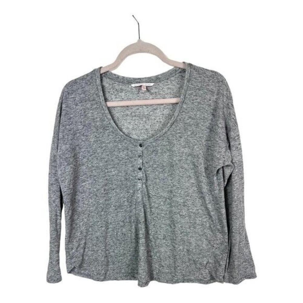 Victorias Secret Grey Heathered Long‎ Sleeve Henley Shirt Womens Small S Relaxed